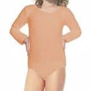 ToBeInStyle Girl's Long Sleeve & Legless Leotard - Nude New Size Small